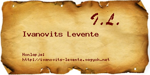 Ivanovits Levente névjegykártya